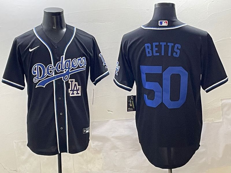 Men 2025 Los Angeles Dodgers #50 Betts Black Three generations Fashion Nike MLB Jersey style 5->los angeles dodgers->MLB Jersey